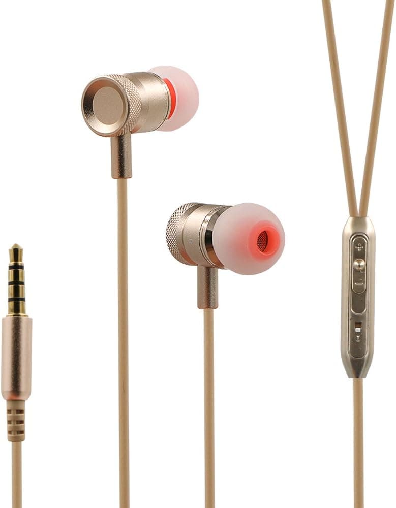 Bukm Earphones, in-Ear Sports Earbuds Wired Stereo Heaphones Headset Noise Isolating with Mic Microphone Volume Control for iPhone 6 Plus 6S, Samsung Galaxy S6 Edge, Galaxy Note 5, iPod, iPad