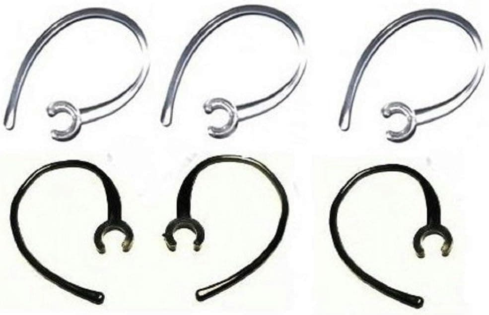 6 Pieces (3-clear/3-black) Earhook Ear Hook Clip Loop Replacement