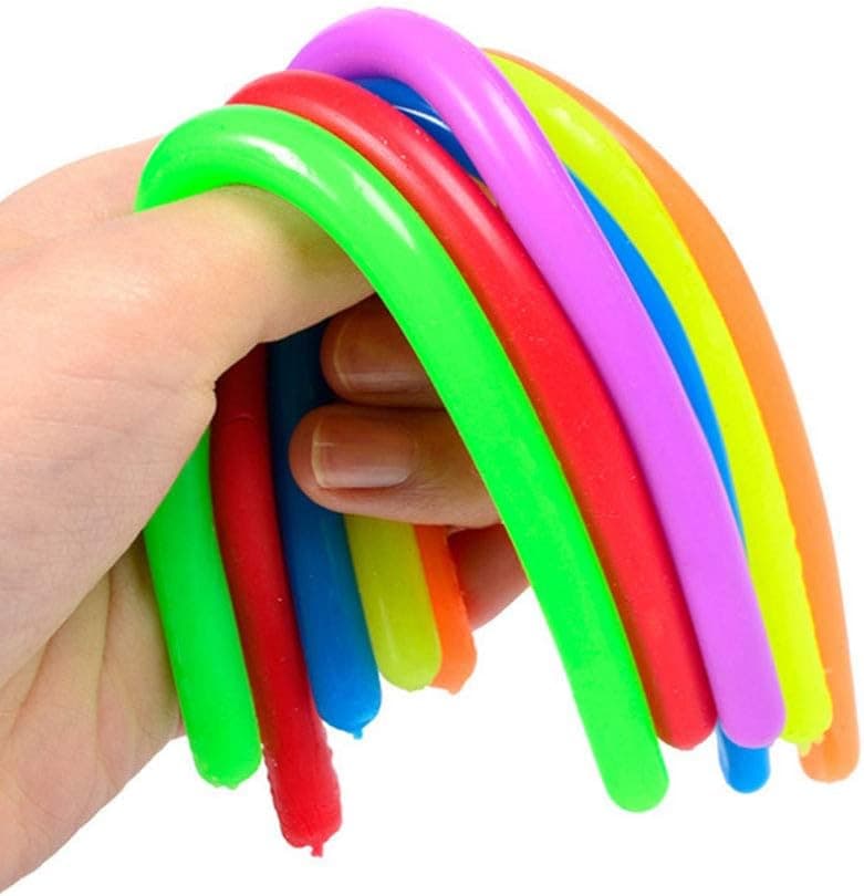 Yontree 8 Colors Stretchy String Noodles Silicone Sensory Fidget Set Stress Release Colorful Monkey Noodle Best Gift Adults