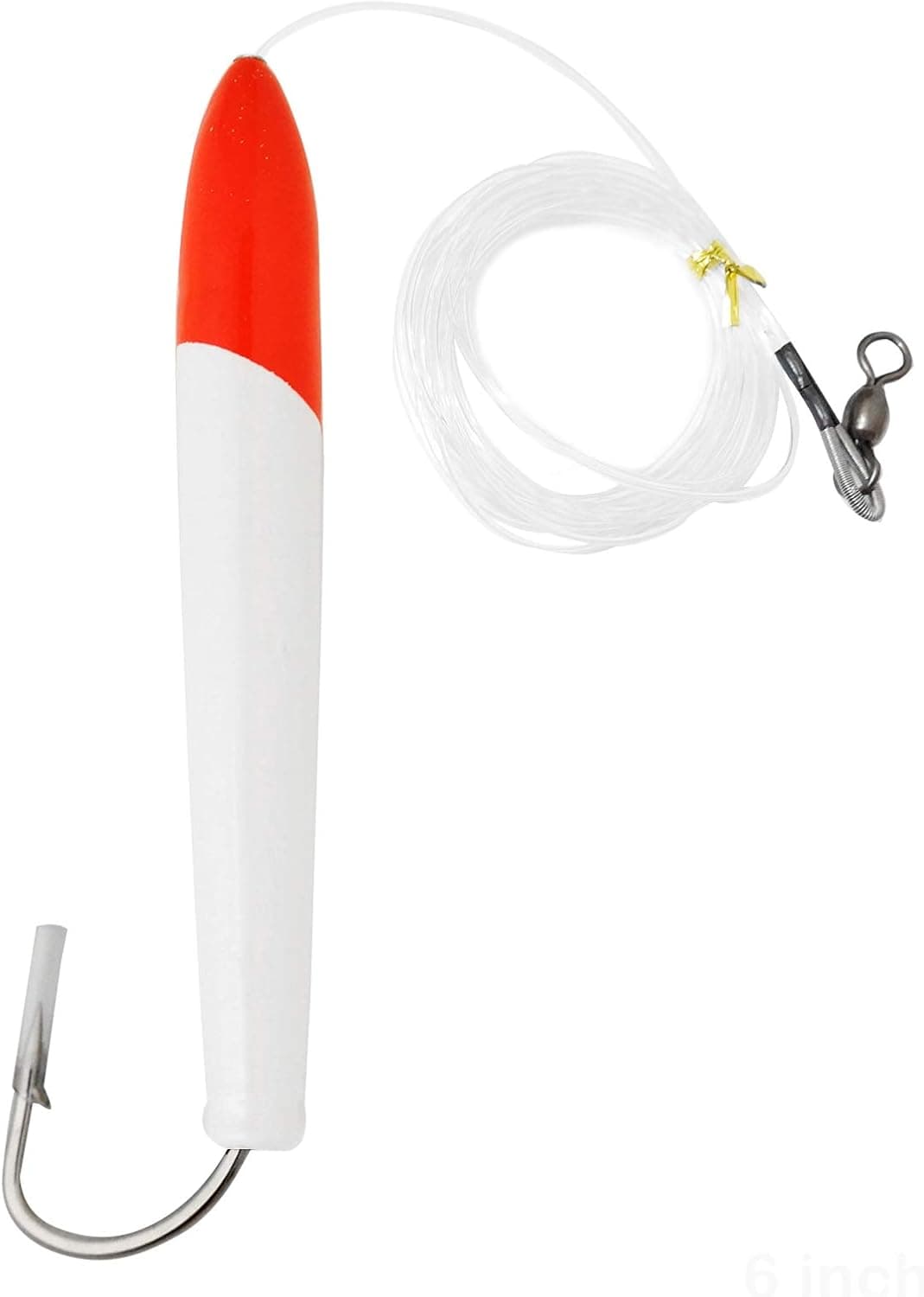 Fish WOW! 6" Fishing Cedar Plugs Rigged Tuna Mahi Trolling Wood Lure - Red White