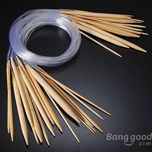 Kyz Kuv 18Pcs Smooth Circular Bamboo Knitting Needle Pins Set