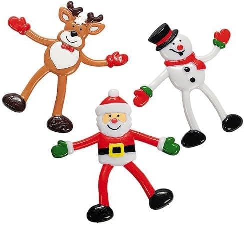Christmas Holiday Character Santa Bendables, Pack of 12