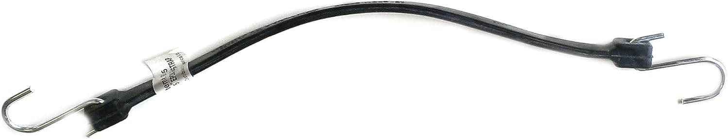 Kotap BRS-15 Heavy-Duty EPDM Rubber Tie Down Bungee Cord with Crimped Metal S Hooks, Ideal for Securing Tarps, Canvases, 15-Inch, Black