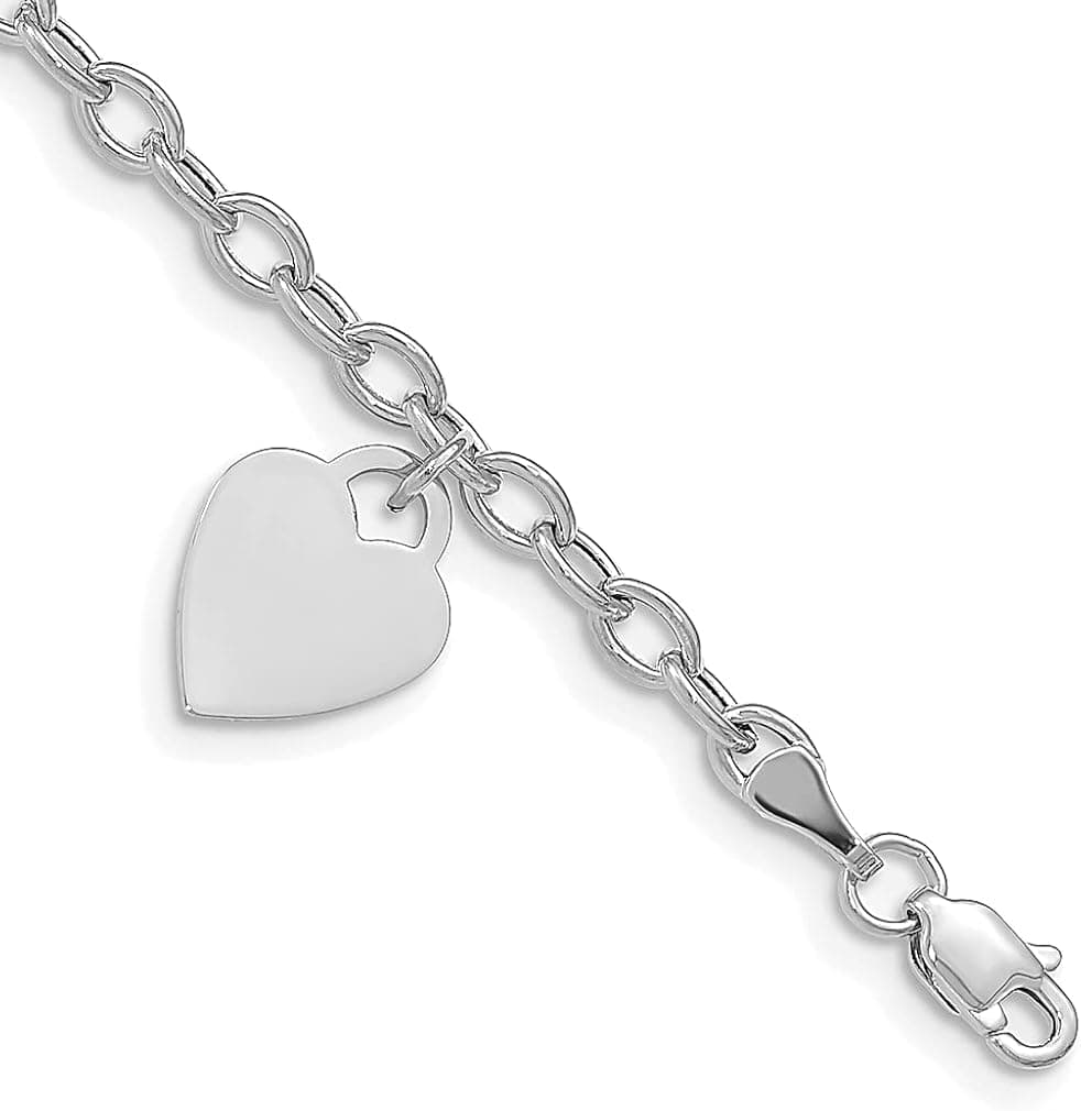 14k White Gold Dangle Heart Bracelet Charm Love Fine Jewelry For Women Gifts For Her