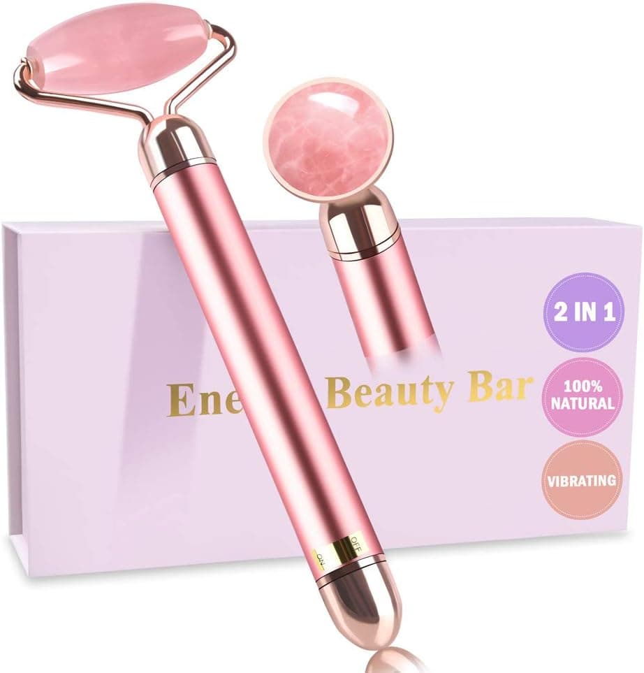 ZS ZESHIN Upgrade 2 in 1 Vibrating Face Roller, Electric Jade Roller Facial Massager for Wrinkles, Flaws, Eyepuffiness