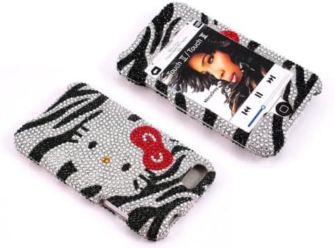 Smile Case Hello Kitty Zebra Bling Rhinestone Crysal Jeweled Snap on Full Cover Case for iPod Touch 2G 3G iTouch (it3-Zebra)