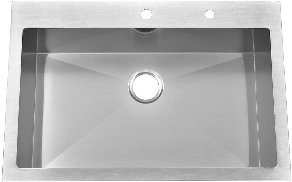 KINGO HOME Stainless Steel Top Mount 32-Inch 9 Inch Extra Deep 18 Gauge Drop-In Single Bowl Kitchen Sinks
