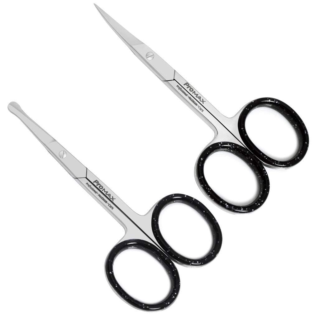 ProMax Facial Hair Scissors for Men -Curved And Rounded Blades Moustache, Nose Hair & Beard Trimming Scissors, Safety Use for Eyebrows, Eyelashes, and Ear Hair - 100 Percent Stainless Steel-30-7019P2