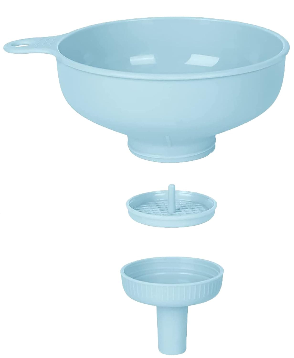 Wide Mouth Kitchen Funnel 3-in-1 Spout and Strainer, Food Grade Funnel for Filling Small to Large Bottles, Canning, Wide and Regular Mason Jars, Oil Spices Liquid Bottles