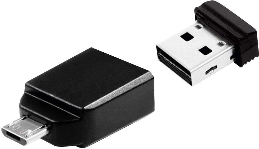 Verbatim 32GB Nano USB Flash Drive with USB OTG Micro Adapter - Black