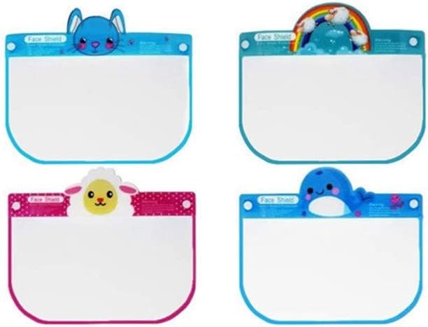 4 PCS Child Shield Protector, Clear Face Bandanas for Kids, Kitchen Oil Splash Anti-smoke Anti-dust Protector (4, Bunny, Lamb, Rainbow, Dolphin)