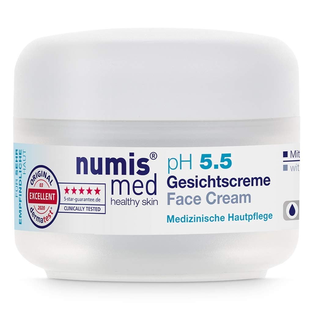 Numis Med pH5.5 Face Cream for Very Sensitive Skin, pH Balanced Day and Night Long Lasting Moisture for Women and Men, Vitamin B5 for Skin Irritation Relief, Fast Restore Dry Skin Natural Balance 50 ml - New