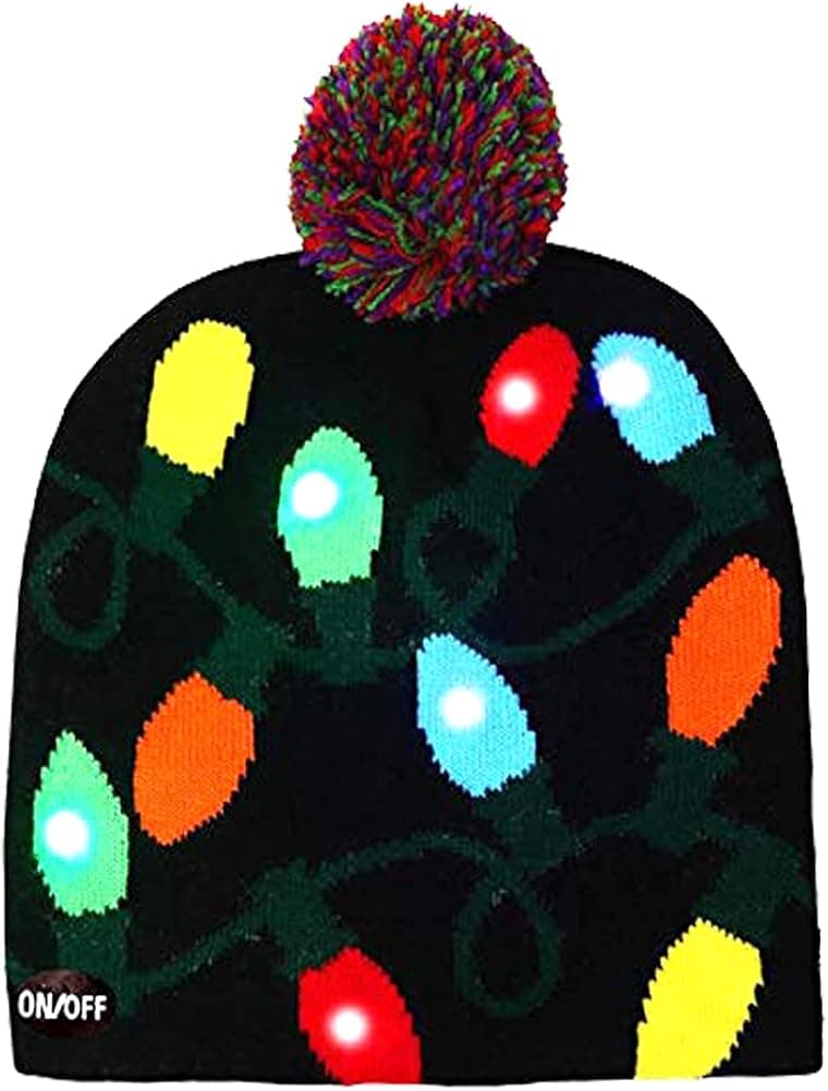 SLONLI Light Up Christmas Hat LED Beanie Hat White Elephant Gifts Funny Gag Gifts Novelty Party Favors Women Men Adults Kids