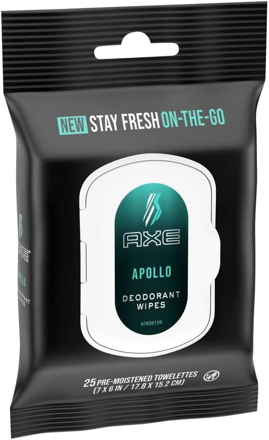 On-The-Go Deodorant Wipes Apollo, 25 Pre-moistened Towelettes (Pack of 2)