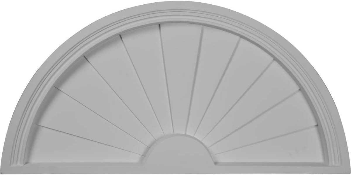 Ekena Millwork PED31X16X01SB Half Round Sunburst Pediment, 31 3/4"W x 16"H x 1 3/4"P