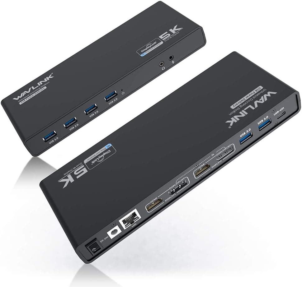 WAVLINK USB C Dual 4K Universal Laptop Docking Station with 65W Charging, Dual 4K@60Hz & Single 5K@60Hz Display