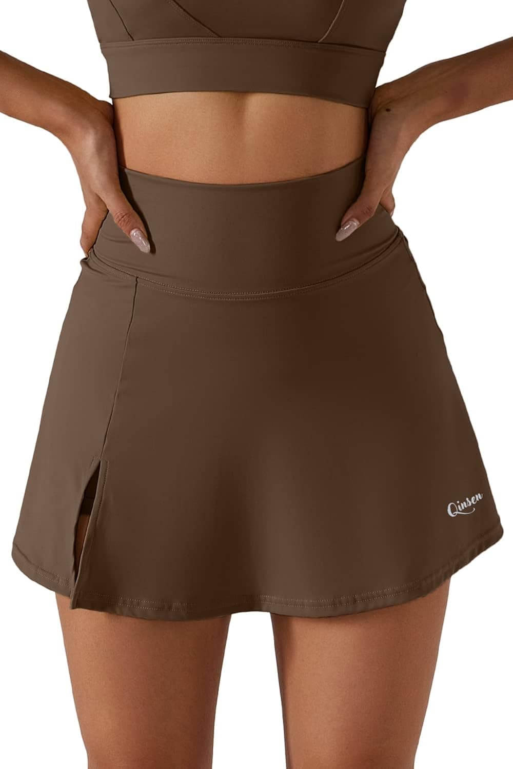 QINSEN Women's Tennis Skirts Stretch High Waisted Golf Skorts Running Sports Workout Activewear