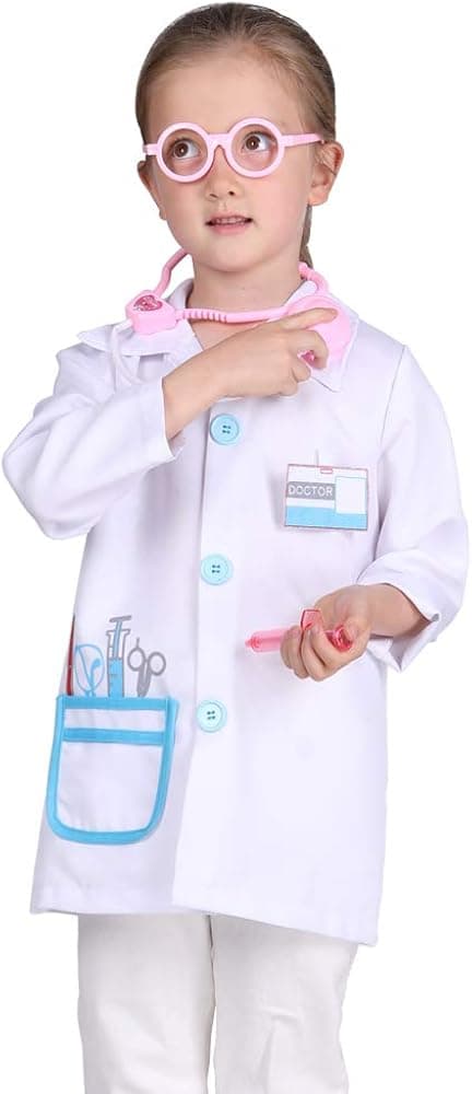 wellparty Doctor Coat for Kids Doctor Outfit Dress Up for Boys Girls 5-6Y