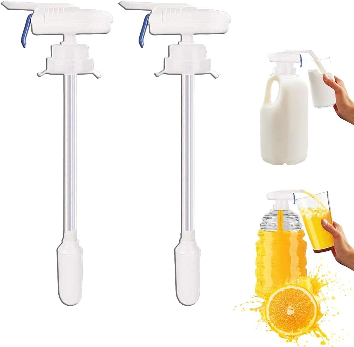Funmic 2 Pack Drink Dispensers, Automatic Milk Dispenser for Fridge Gallon, Electric Tap for Milk Juice Spill -proof Home Accessory Beverage Dispenser for Party Decoration Home Kitchen A159 5*15