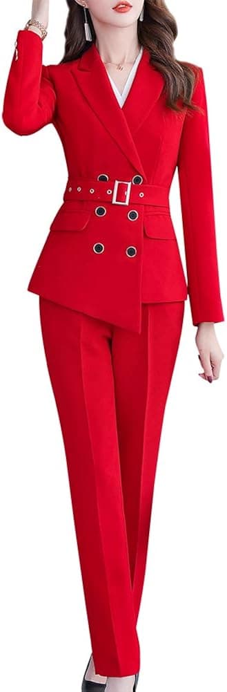 LISUEYNE Women 2 Pieces Striped Suit Set Long Sleeve Blazer Business Work Pants Outfit Casual Elegant Suit Open Front Blazer