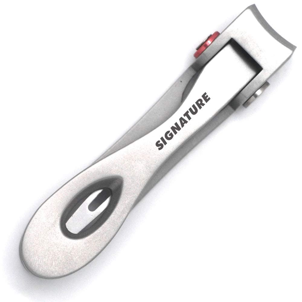Signature by Basicare-Ergonomic Nail Clipper-Premium silk-finishing Stainless Steel-With carrying Pouch-Long Lasting
