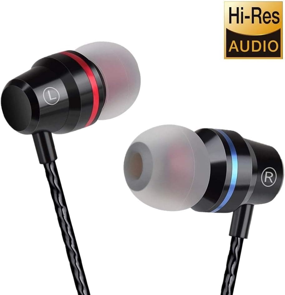 Earbuds Ear Buds in Ear Headphones Wired Earphones with Microphone Mic Stereo and Volume Control Waterproof Metal Wired Earphone for iPhone Samsung Mp3 Players Tablet ly-01