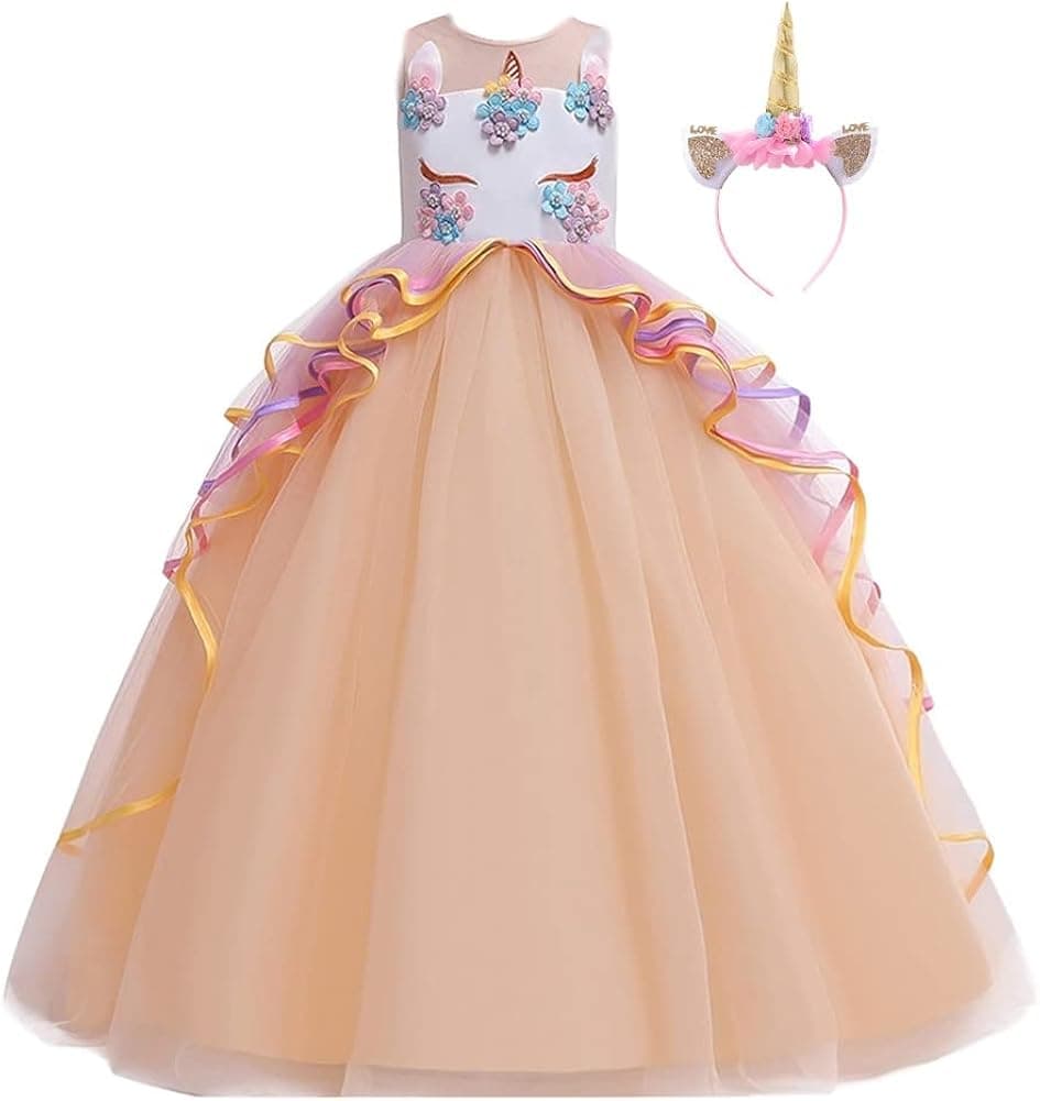 MYRISAM Unicorn Costume Princess Birthday Pageant Party Dance Performance Carnival Long Maxi Tulle Fancy Dress Up Outfits