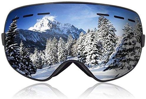 Abahub Ski Snowboard Snow Goggles Dual Layers Lens Spherical Design Anti-Fog UV Protection Anti-Slip Strap for Men & Women