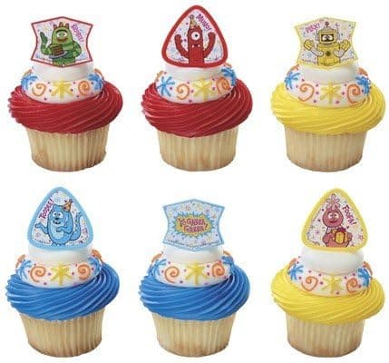 Yo Gabba Gabba & Friends Cupcake Topper Ring Picks - Set of 12