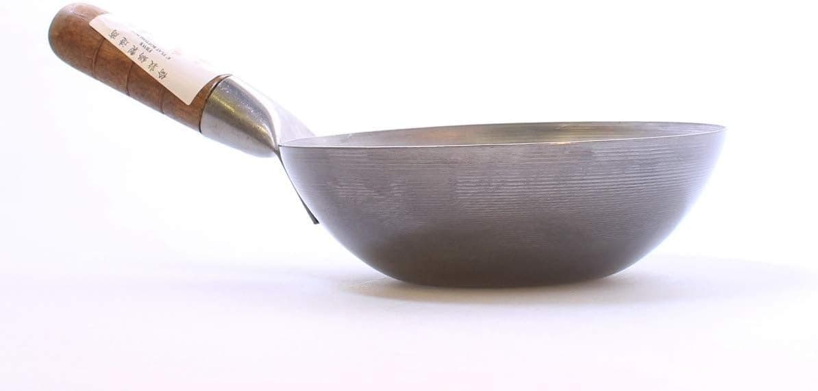 Kitchencookshop Carbon Steel Wok Flat Base 1210f, 8 Inches/20 Centimeters