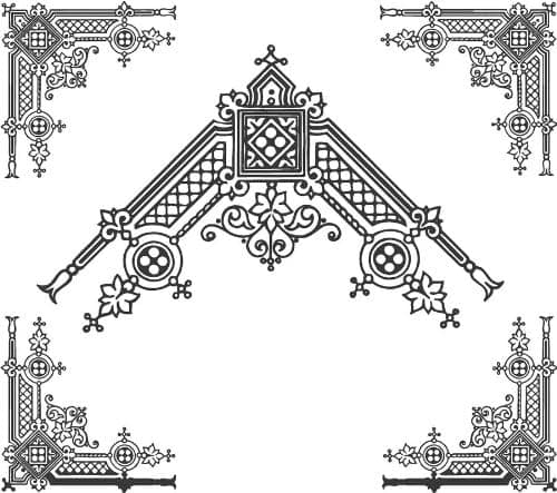 4 Corner Images-Black & White Geometric Patterns-Vinyl Stained Glass Film, Static Cling Window Decal