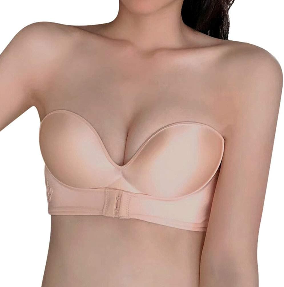 LLGY Strapless Front Buckle Bra, Front-Close Strapless Bra Suitable for Backless