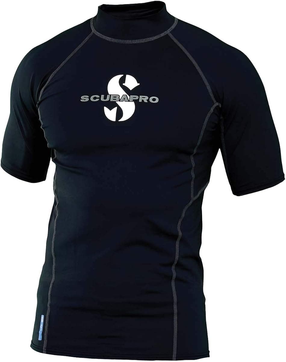 ScubaPro Men's UPF 80 T-Flex Short Sleeve Rash Guard (Large, Black)