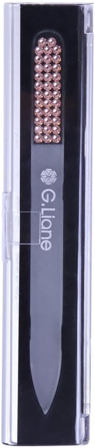 Glass Nail File with Austria Crystals – G.Liane Professional Crystal Fingernail Files in Aluminum Case Perfect Manicure Set for Women Men Kids Nail Care Gift Set (Pink Crystals)