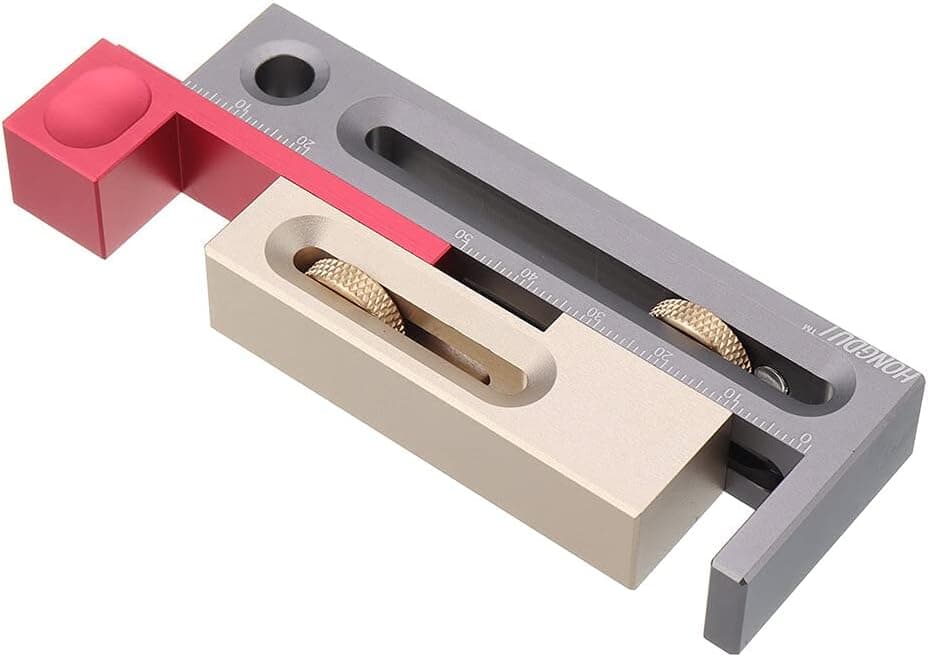 JINGLONGMY Kerfmaker Table Saw Slot Adjuster Mortise and Tenon Tool Woodworking Movable Measuring Block