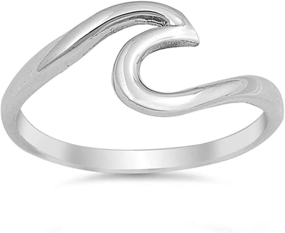 CHOOSE YOUR COLOR Sterling Silver Wave Ring