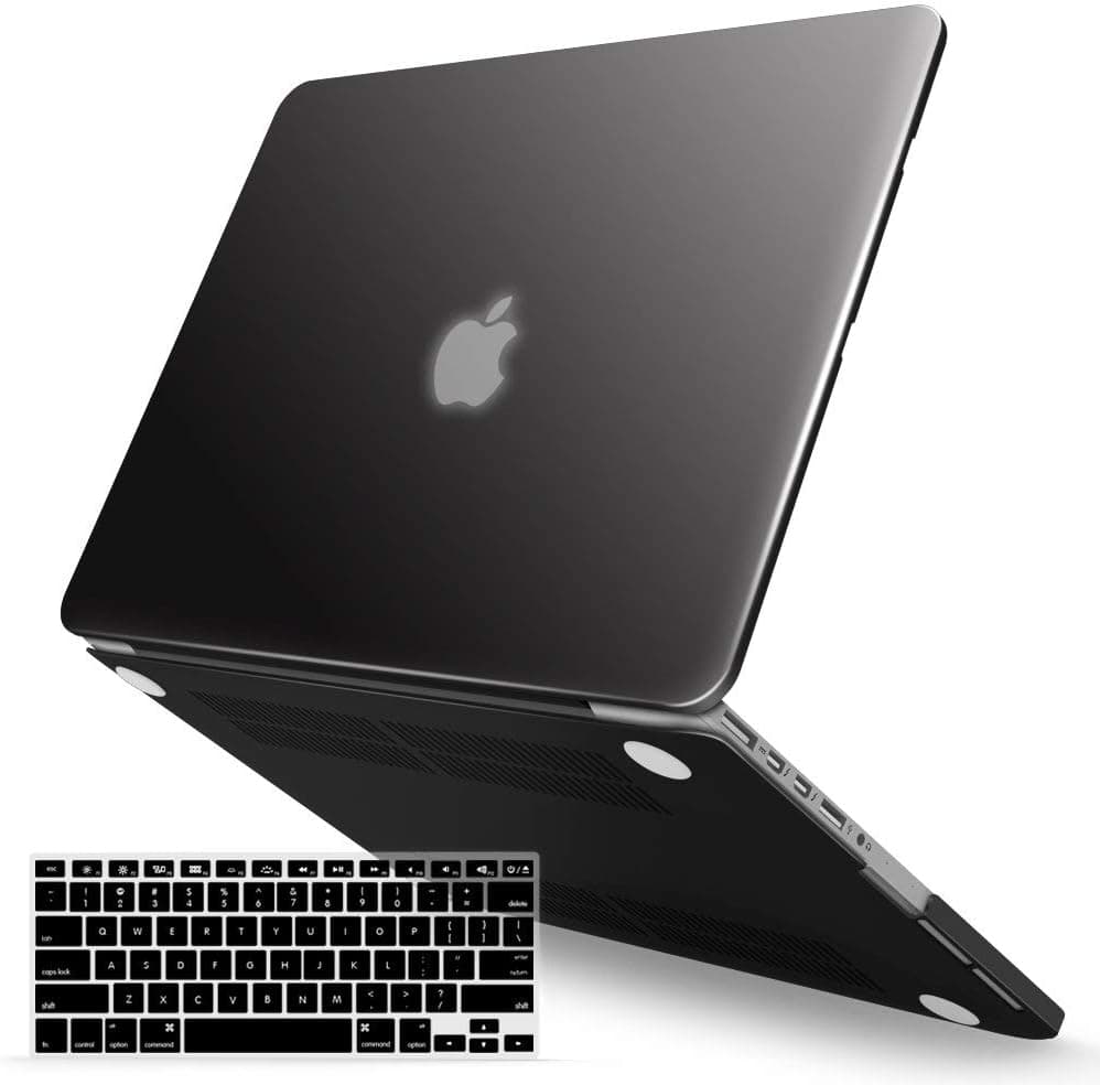 IBENZER Compatible with MacBook Pro 15 Inch Case 2015 2014 2013 2012 A1398, Hard Shell Case with Keyboard Cover for Old Version Apple Mac Pro Retina 15, Black, R15BK+1