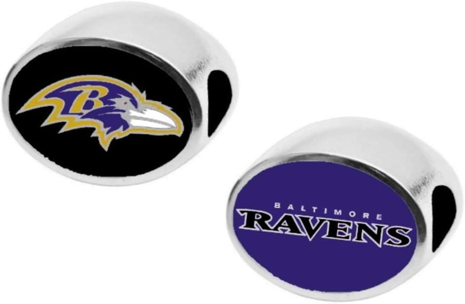 Final Touch Gifts Baltimore Ravens 2-Sided Bead Fits Compatible with Pandora Style Bracelets