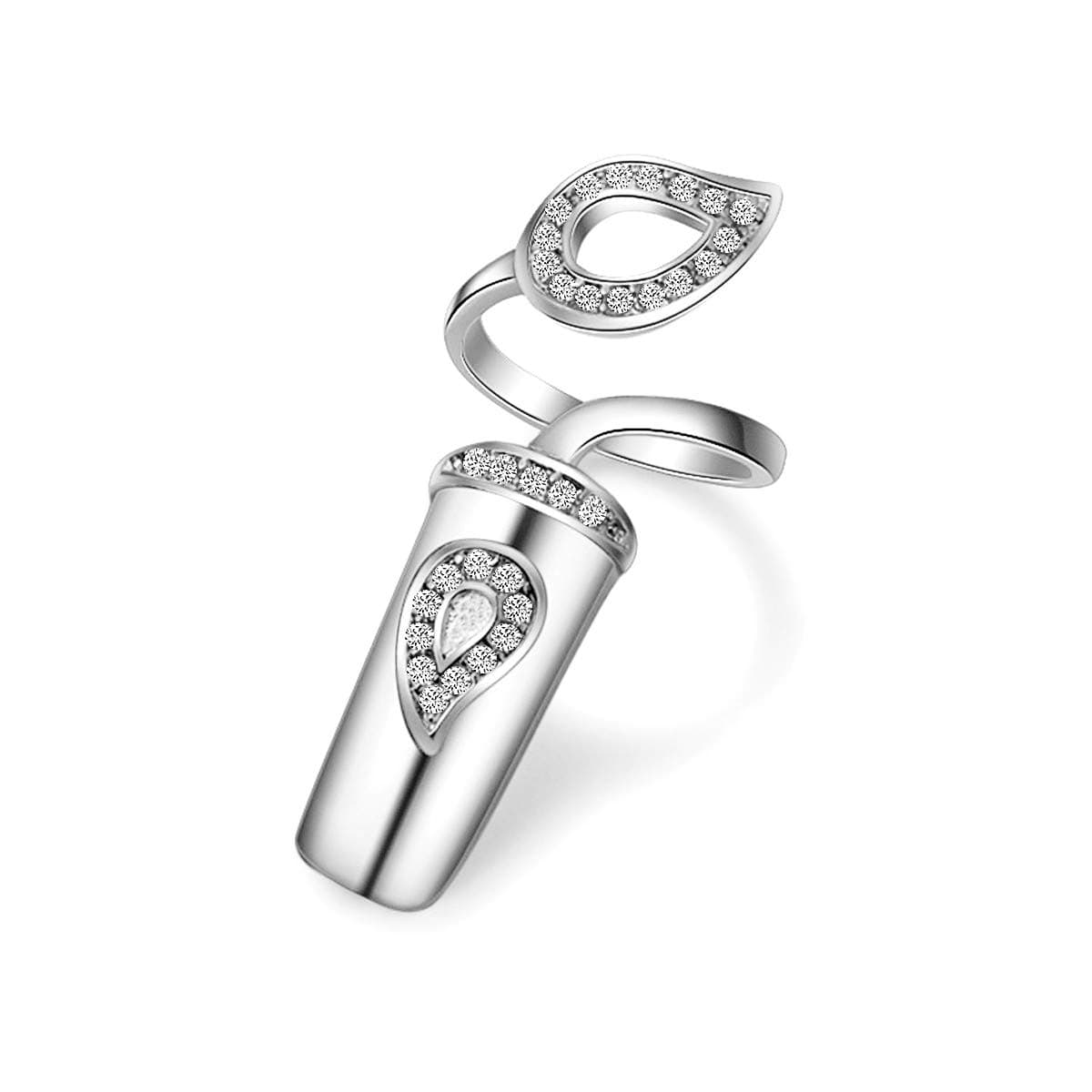 Ring Finger Nail Cover Rings Gold Plated Fingernail Rings Jewelry Artificial Nail Accessories for Women Girls SZ287-3 (Platinum)