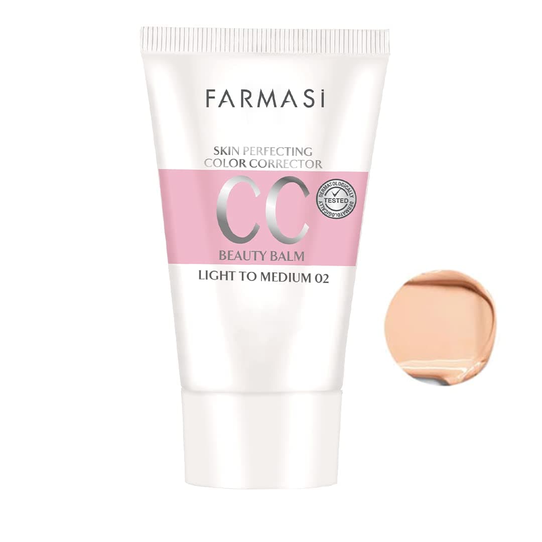 FARMASi CC Color Control Cream, Natural and Flawless Finish, Enriched Formula with Multimineral & Spf 25+, All-Day Hold, All Skin Types, 1.7 fl. oz / 50 ml (Light to Medium)