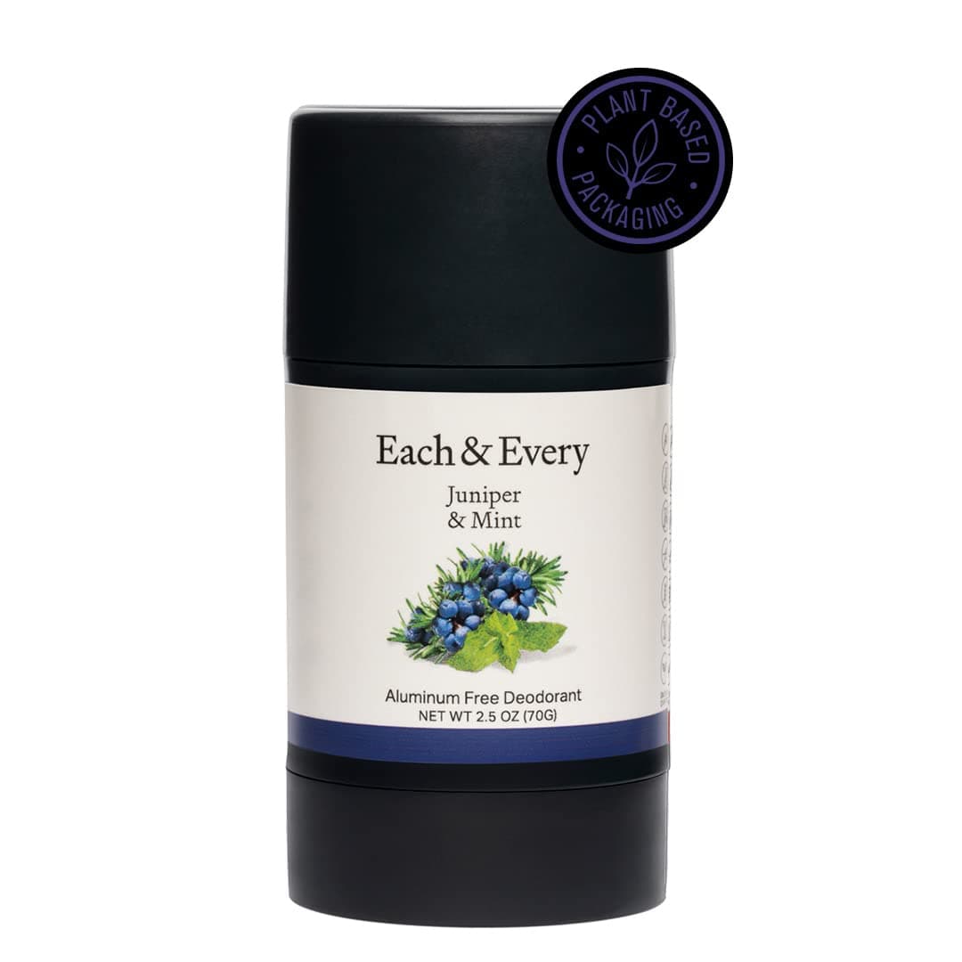 Each & Every Natural Aluminum-Free Deodorant for Sensitive Skin with Essential Oils, Limited Edition, Juniper & Mint, 2.5 Oz.