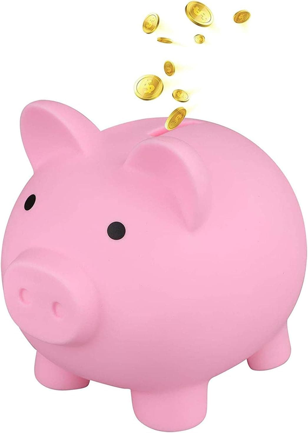 signmeili Piggy Bank Coin Bank,Plastic Pig Money Bank Coin Box Lovely Gifts Strong and Sturdy,Help Children Develop Good Habits for Boys Girls Kids 9x9x9cm Pink