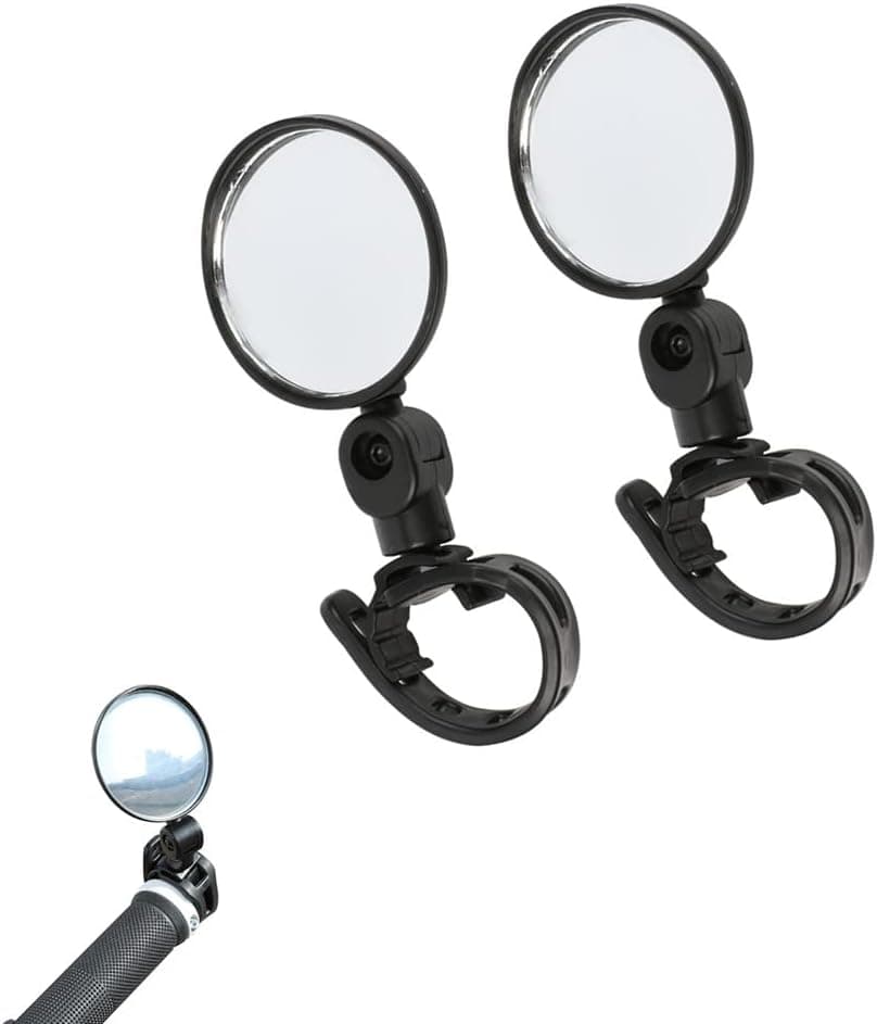 Bike Mirror, Bicycle Cycling Rear View Safe Mirrors, Adjustable Rotatable Handlebars Mounted Convex Mirror for Mountain Road Bikes - 1 Pair(L)