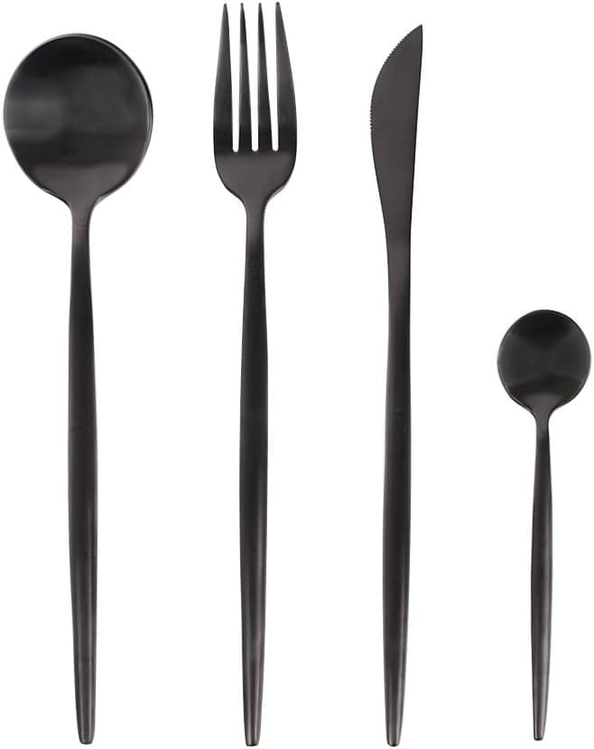 Richday Stainless Steel Flatware Set for Home Kitchen Restaurant Hotel (Black+B)