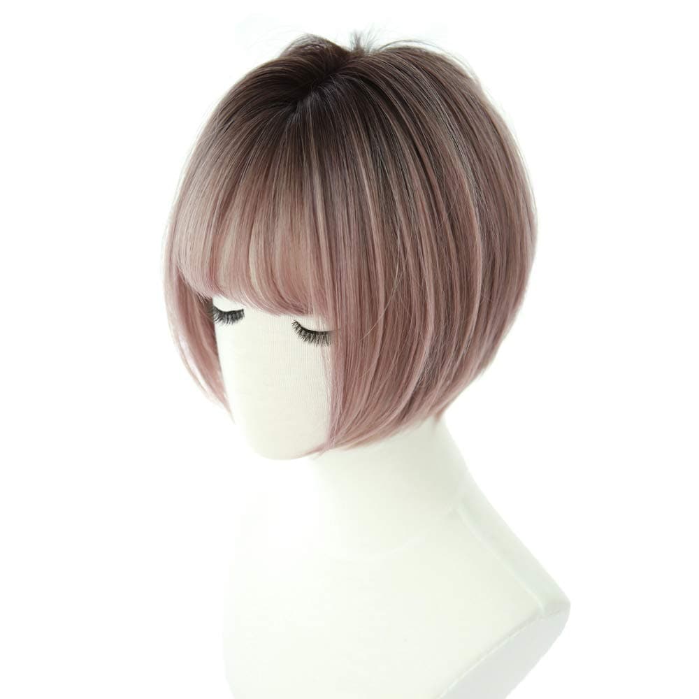 Brightlele 10 Inches 10 Colors Natural Full Wigs For Women Bob Short Wavy Curly Hair Cosplay Wig hf618u-rf