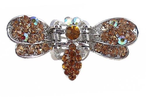 Hair Clip - H52 - Bumble Bee set with Swarovski (tm) Crystal Stones ~ Smoky Topaz (Brown) (FB247)