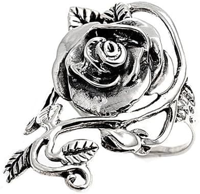 Sterling Silver Ring - Rose - 2mm Band Width - 34mm Face Height - Sizes: 6-10