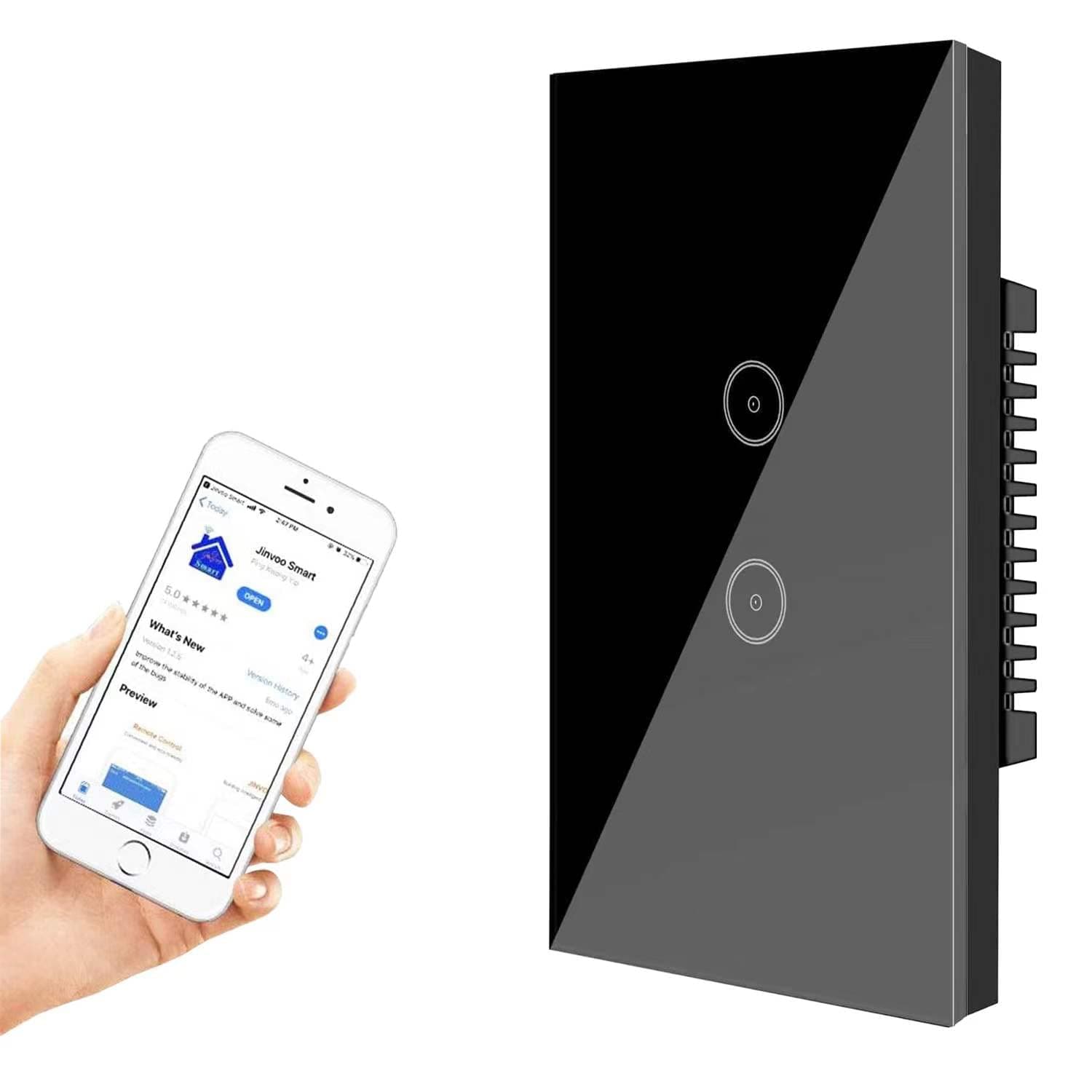 WiFi Light Switch, Smart Touch Wall Light Switch, Easy to Install, App Remote Control Timer Switch,Voice Control,Schedule Timer,Compatible with Amazon Alexa and Google Assistant