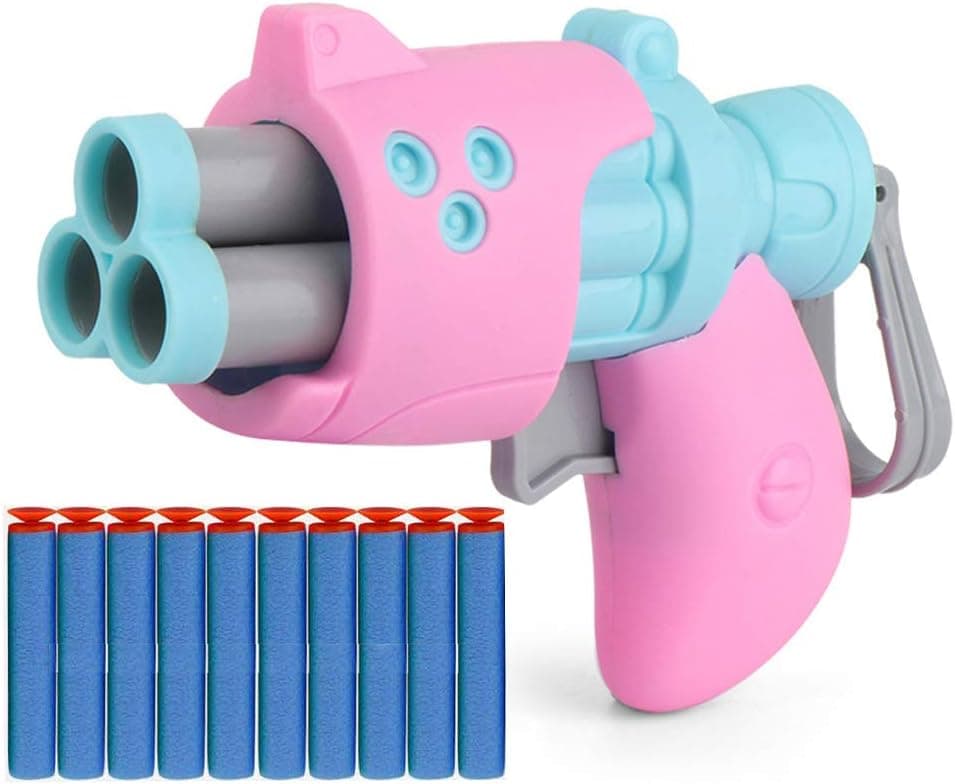 C&WH Pink Toy Gun Bullets Pistol for Gril and boy Gun Toy with 10 Pieces Foam Dart Blaster ,Children Gift