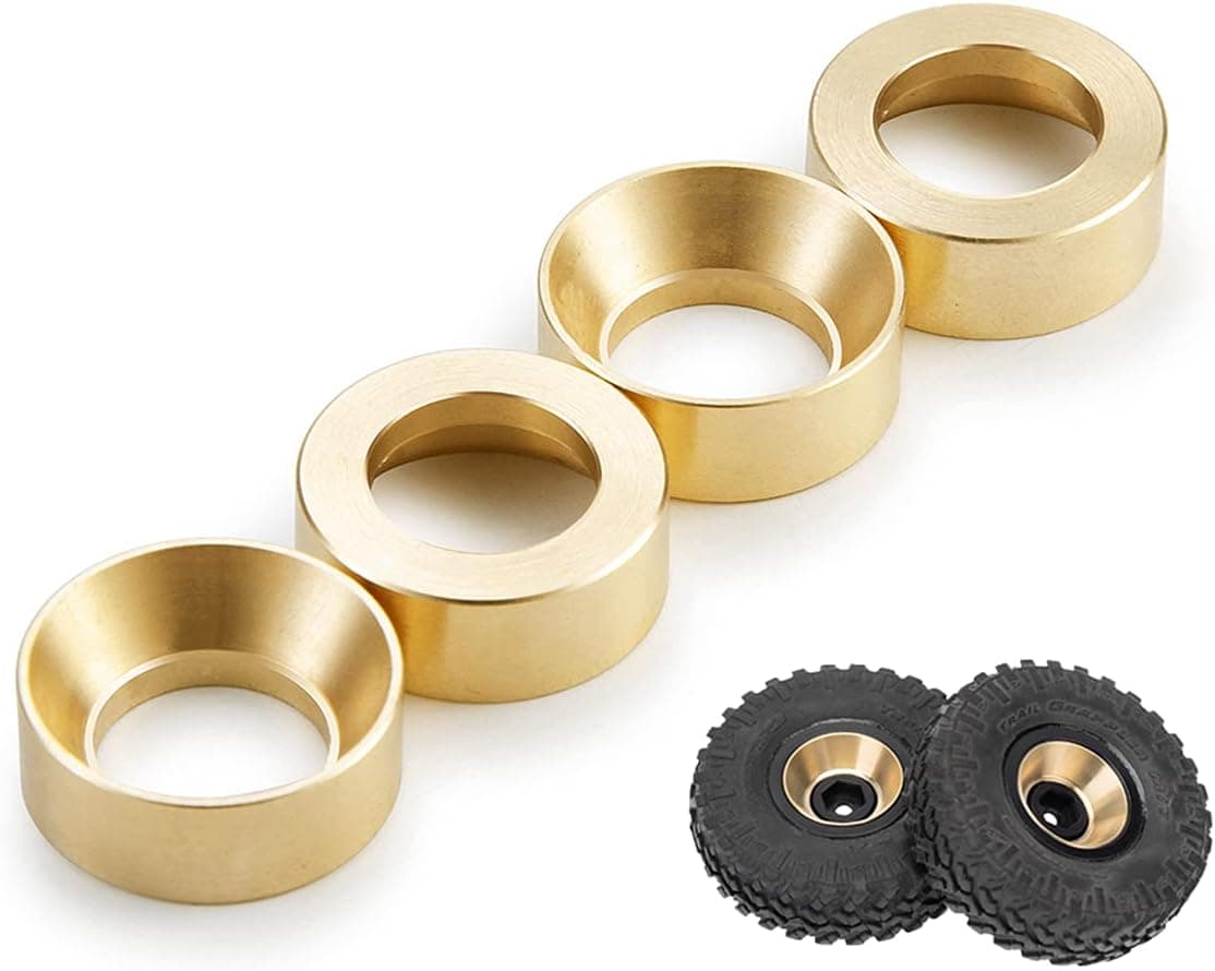 Maleonn 4Pcs RC Brass Beadlock Wheel Weights for 1/24 RC Crawler Car SCX24 Upgrades AXI90081 AXI00001 AXI00002 Deadbolt C10 JLU Accessories Wheel Rims Hubs Counterweight